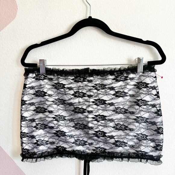 Mesh Lace Up Skirt, Y2K‎ Grunge Fairycore Coquette Clubwear Large Gothic - Picture 2 of 5